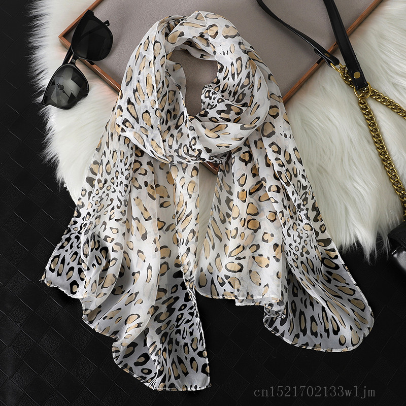 Face Scarf Mask - 2024 moda baskılı leopar şifon başörtüsü