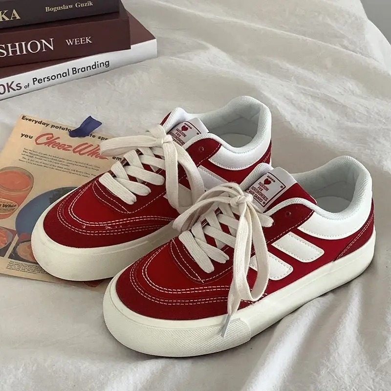 Vans Shoes Old Skool - 2024 yeni kırmızı kadın Vulcanize ayakkabı