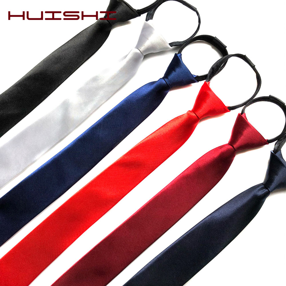 Skinny Tie Men - HUISHI Önceden bağlı Fermuar Kravat Boyun